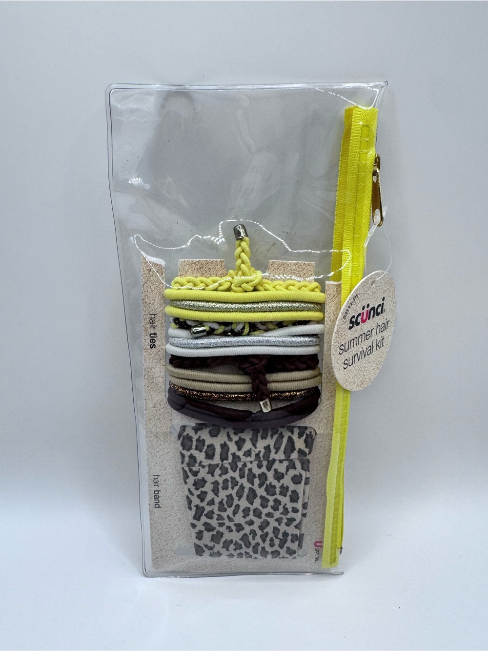 scunci Y2K Clear Pouch Hair Accessory Kit with Yellow Zipper